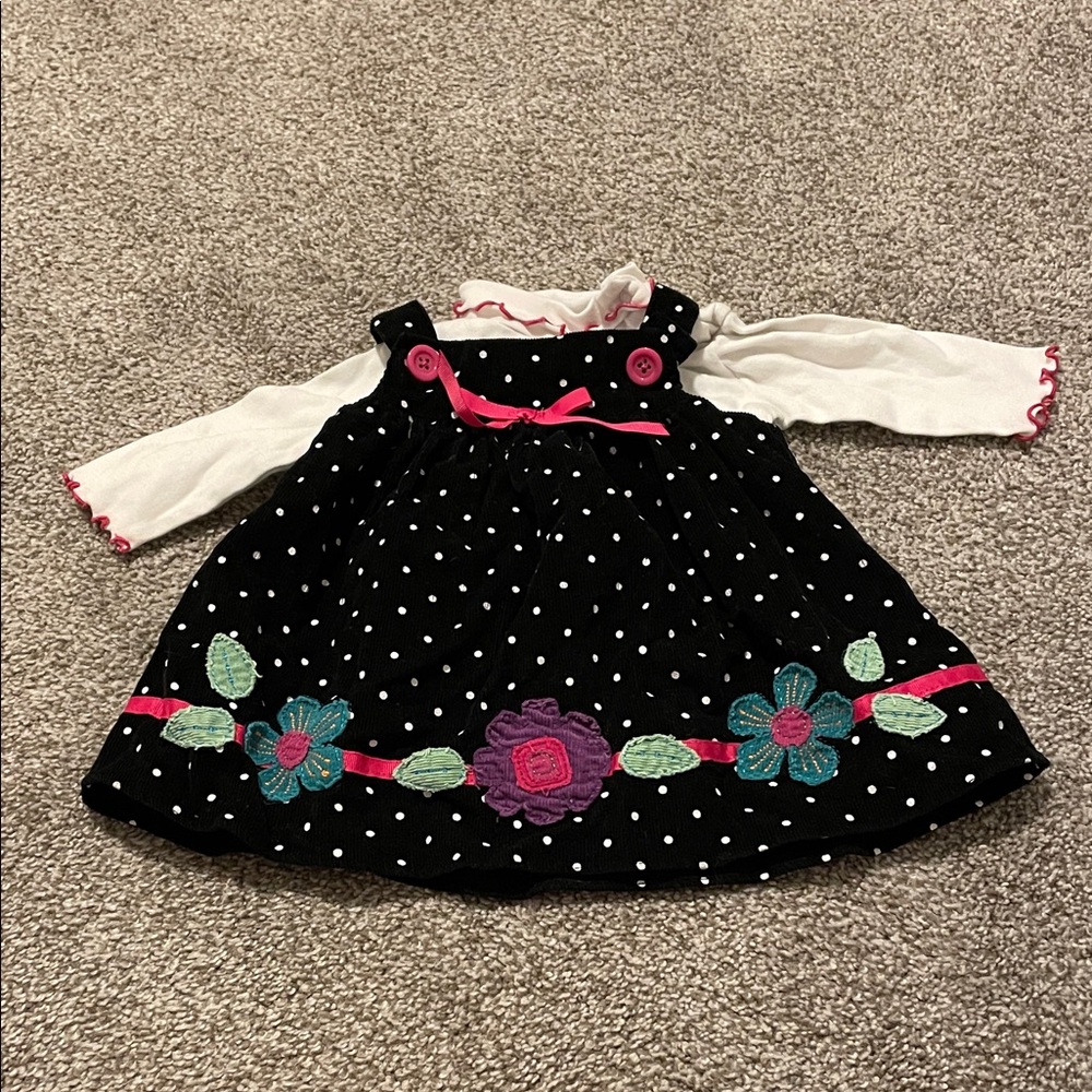 Sophie Rose 6/9 months corduroy Polka Dot Dress & turtleneck set